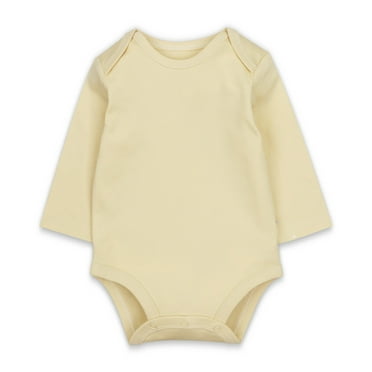 WERYOUNG Girls Boys Bodysuits Summer Unisex Casual Solid Color Long Sleeve Round Neck Bodysuit Cute Daily Wear Sleepwear Onesie,Beige,9-12 Months