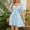 Light Blue, variant on Sakmal T Shirt Spring Dresses Petite Tie Front Mini Green Dress Sweetheart Short Sleeve A Line Dresses