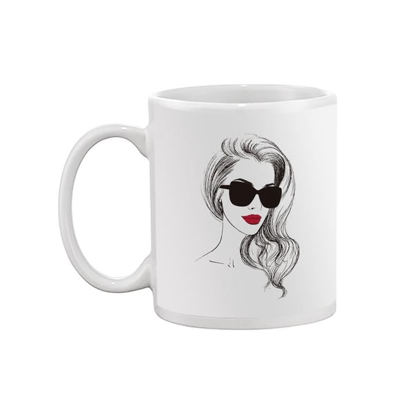 Woman With Long Hair And Glasses Mug - Image by Shutterstock