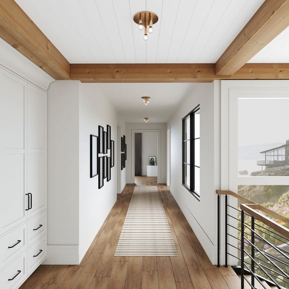 Atlas Lighting and Home 3-Light Cluster Flush Mount Ceiling Light Fixture - 8" - Brushed Gold