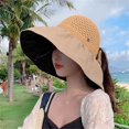 thumbnail image 3 of Womens Hats Only Moment Floppy Big Beach Straw Hats for Women Blended Fabric Uv Upf 80+ Travel Foldable Brim Summer Uv Hat Khaki,One Size, 3 of 3