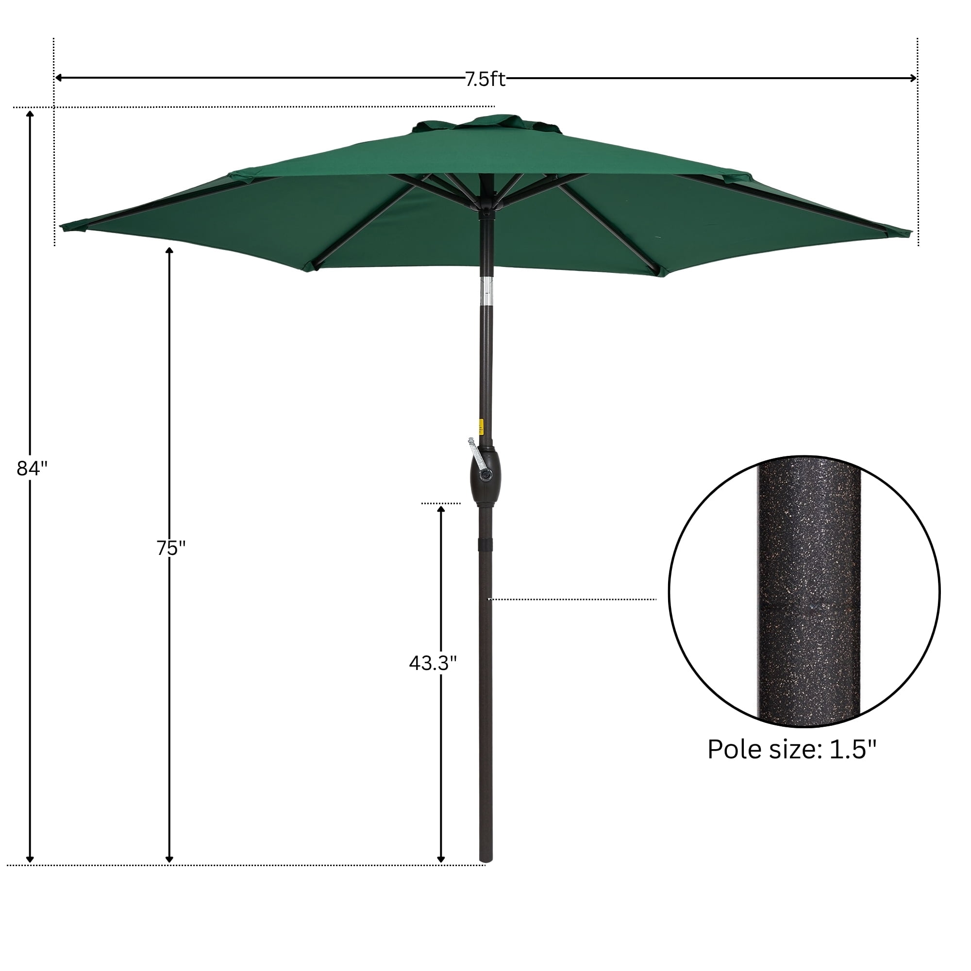 7.5FT Patio Market Table Umbrella, UV-Resistant Canopy and Tilt Button