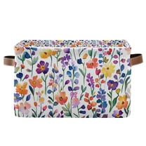 Yayeee Canvas Storage Basket with Handles for Shelves Fabric Bins Closet Organizer, Purple Wildflower Pattern