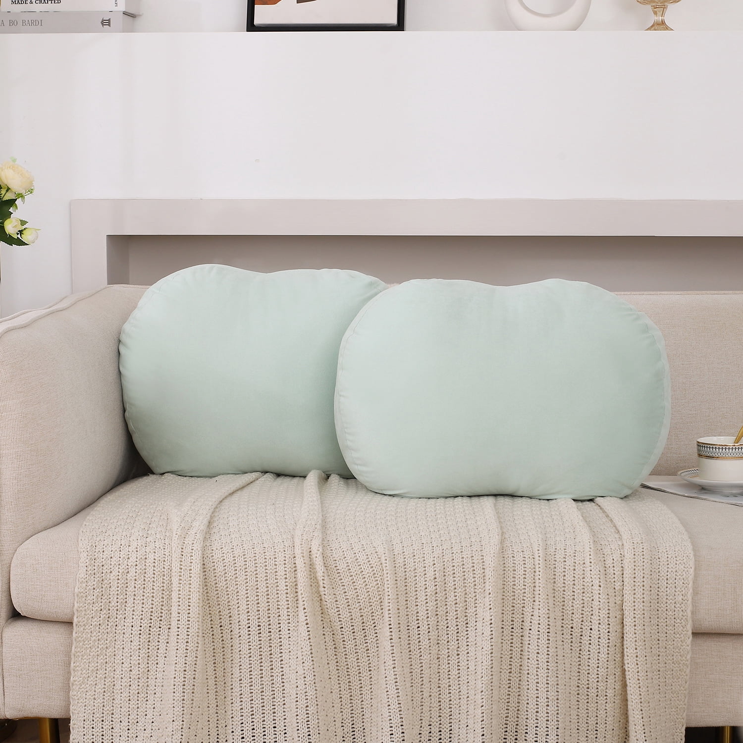 Set of 2 Super Soft Cute Aqua Decorative Throw Pillows