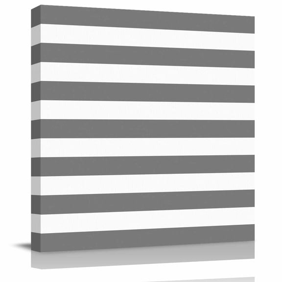 Framed Canvas Wall Art for Living Room Grey and White Stripes Wall Decor, Striped Simple Style Aesthetic Paintings for Bedroom Office Kitchen Bathroom, Ready to Hang Artwork Wall Pictures 8x8 Inch