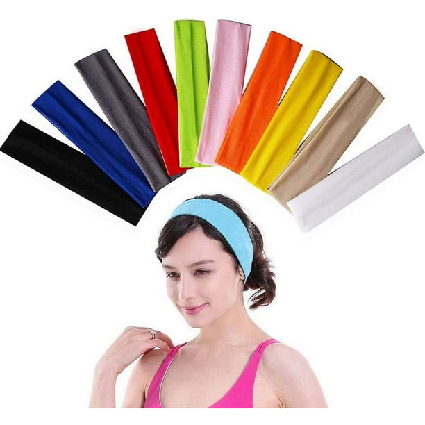 Bandeau de yoga Chainplus, bandeau de sport, bandeaux en coton stretch pour  yoga, couleurs mélangées, bandeau de sport pour femmes, adolescents, filles  (lot de 10) 