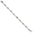thumbnail image 6 of 925 Sterling Silver 7inch Rhod Plated Multi-Color Gemstone Link Bracelet, 6 of 7