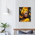 thumbnail image 3 of JRXY  African Canvas Wall Art Arican American Woman with Yellow Hair Colorful Butterfly Canvas Art Wall Decor Yellow Grey Decor for Living Room Bedroom Bathroom Home Decor Ready to  16x20 in, 3 of 4