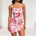 thumbnail image 4 of Vestido Tubo Superior Vestido bandeau con estampado floral para mujer, ajustado, sin espalda, estilo vintage, para fiesta Cgtredaw Rosa S para Mujer, 4 of 6