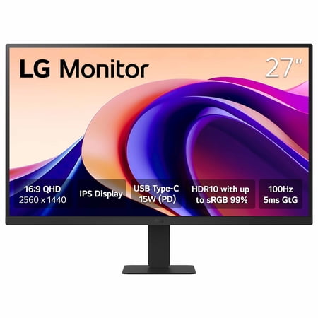 LG 27 QHD IPS 100Hz Monitor with HDR10 and USB Type-C™ 15W PD - 27U631A-B