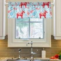 Ryvnso Traditional Horse and Flowers Window Valance Kitchen Farmhouse Rod Pocket Short Curtain 54x18 inch