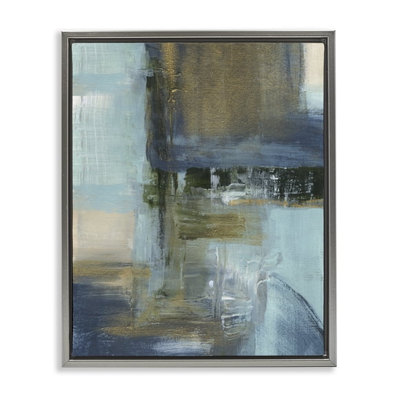 Stupell Industries Contemporary Abstract Blue & Glam Gray Floating Frame Canvas Art, 17 x 21, by Susan Jill