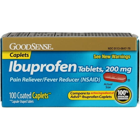 2 Pack - Good Sense Ibuprofen Pain Reliever/Fever Reducer Caplets, 200 mg 100 ea