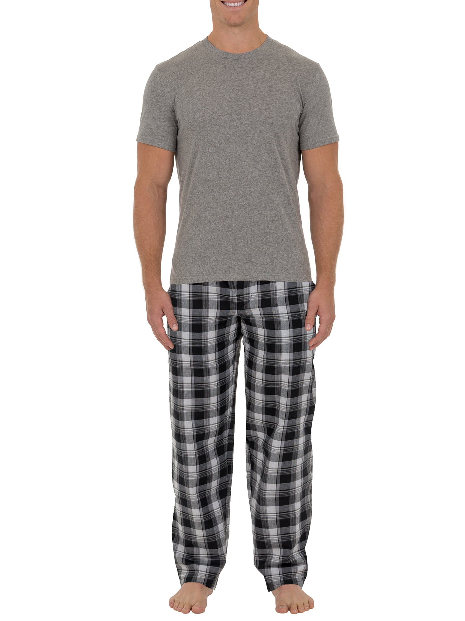 Fruit of the Loom Men's Microsanded Woven Sleep Pant with Jersey Top 2 ...