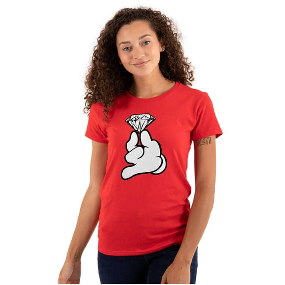 Diamond Mickey Ring Princess Jewel Womens Slim Fit Graphic Tee Brisco Brands S