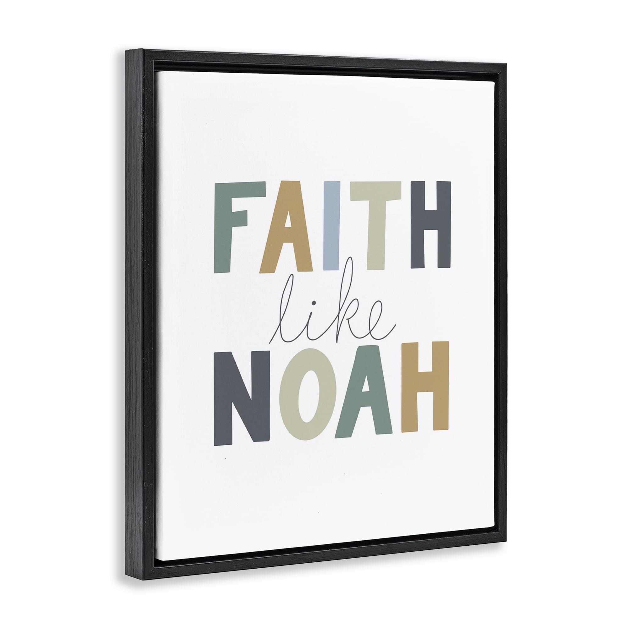 Stupell Industries Faith Like Noah Religious Painting Black Floater Framed Art Print Wall Art, 25 x 31