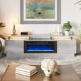 thumbnail image 6 of Oneinmil Fireplace TV Stand with 36” Electric Fireplace, Entertainment Center for TVs up to 90", LED Lights Entertainment Center, TV Console, Grey, 6 of 8