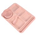 thumbnail image 2 of HLONK Plates Compartment Divided Trays Tray Plate Food Separate 5 Control Portion Plastic Toddlers Section Straw Wheat School, 2 of 7