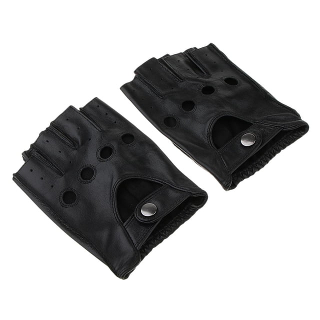 Guantes de conducción sin dedos huecos de cuero PU para mujer góticos para motocicleta XXL Colcomx Guantes cortos sin dedos