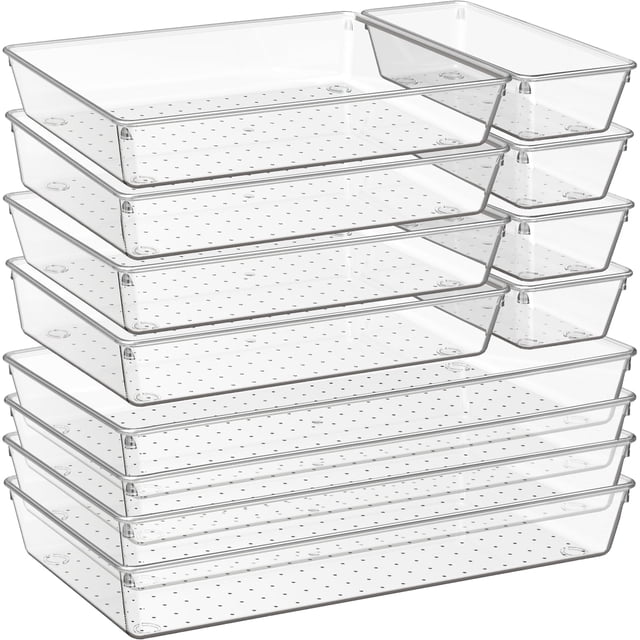 Bandejas organizadoras de plástico Criusia Clear, paquete de 12