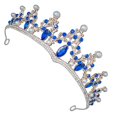 thumbnail image 3 of Rhinestone Tiara Dark Blue Bridal Crown Headpiece with Glamour Enhancer for Wedding Decoration, 3 of 5