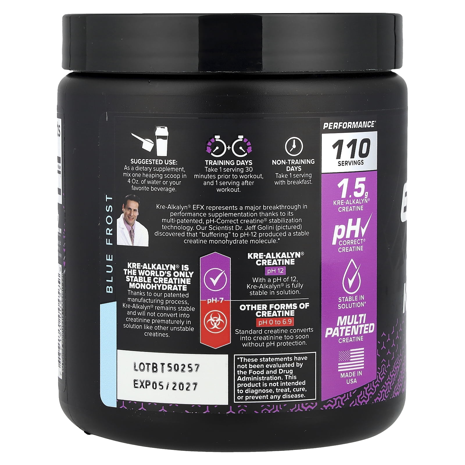 EFX Sports Kre-Alkalyn EFX Powder, Blue Frost,  7.76 oz (220 g)