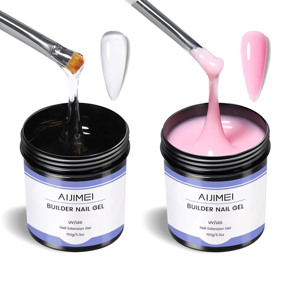 Gel protector de uñas AIJIMEI, color rosa transparente, 2 unidades, 150 g