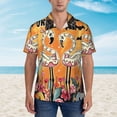 thumbnail image 2 of Fotbe Halloween Flamingos Camisa Hawaiana para Hombre Unisex – Camisa Casual de Verano con Botones de Manga Corta de Algodón y Lino,X-Large, 2 of 7