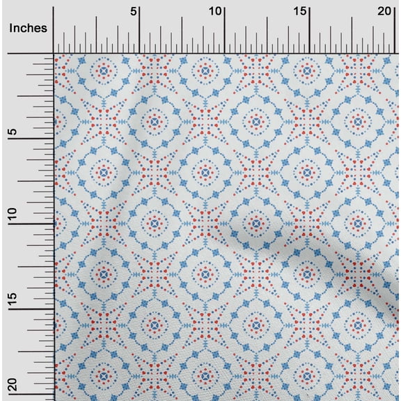 oneOone Cotton Flex Medium Blue Fabric Dot|Heart & Shapes Geometric Sewing Fabric By The Yard Printed Diy Clothing Sewing Supplies 40 Inch Wide
