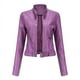thumbnail image 1 of Chaqueta de cuero de Pu delgada corta con cuello levantado de otoño para mujer, 1 of 4