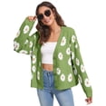 thumbnail image 2 of Floral Print Women V-Neck Long Sleeve Cardigan Button Knit Coat, 2 of 5