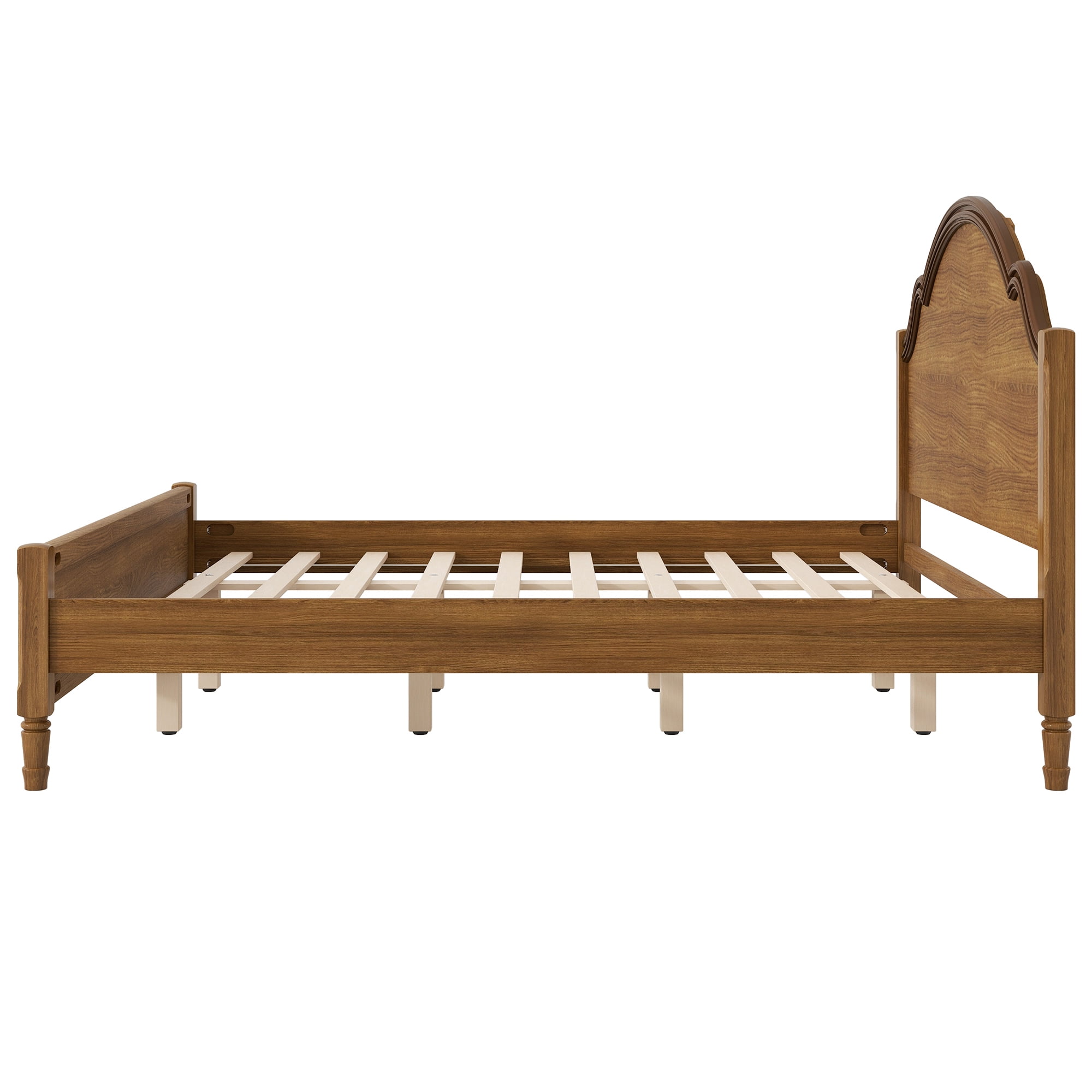Euroco Wood King Size Platform Bed with Headboard, No Spring Box Needed, Walnut