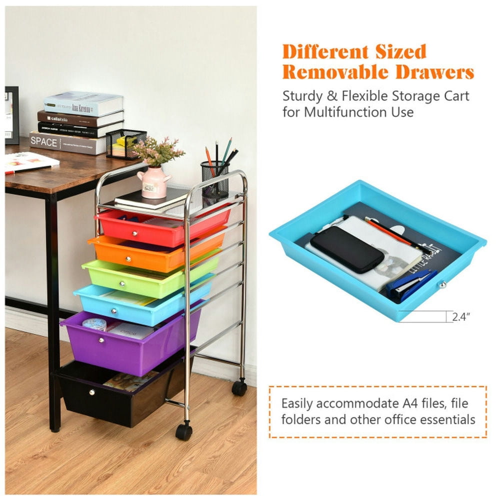 Demi Bonn 6 Drawers Rolling Storage Cart Organizer with 4 Universal Casters, Multicolor
