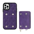 thumbnail image 3 of TECH CIRCLE Wallet Case for iPhone 12 Pro Max, Crossbody Strap Zipper Closure Case Card Slots with Detachable Hand Strap Kickstand, 6.7 inch for iPhone 12 Pro Max,Purple, 3 of 6