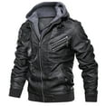 thumbnail image 4 of Fankiway Leather Jacket Men'S Slim Hooded Jacket Plush Thickened Leather Jacket, 4 of 6