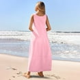 thumbnail image 4 of qolati Summer Dresses for Women 2025 Casual Sleeveless Maxi Sundress Beach Vacation Loose Fit Tank Top Aline Flowy Long Dresses Pockets, 4 of 8