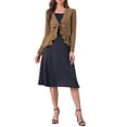 thumbnail image 2 of INSPIRE CHIC Women's Tie Front Long Sleeve Ruffled Hem Open Front Knit Cardigan S Khaki, 2 of 6