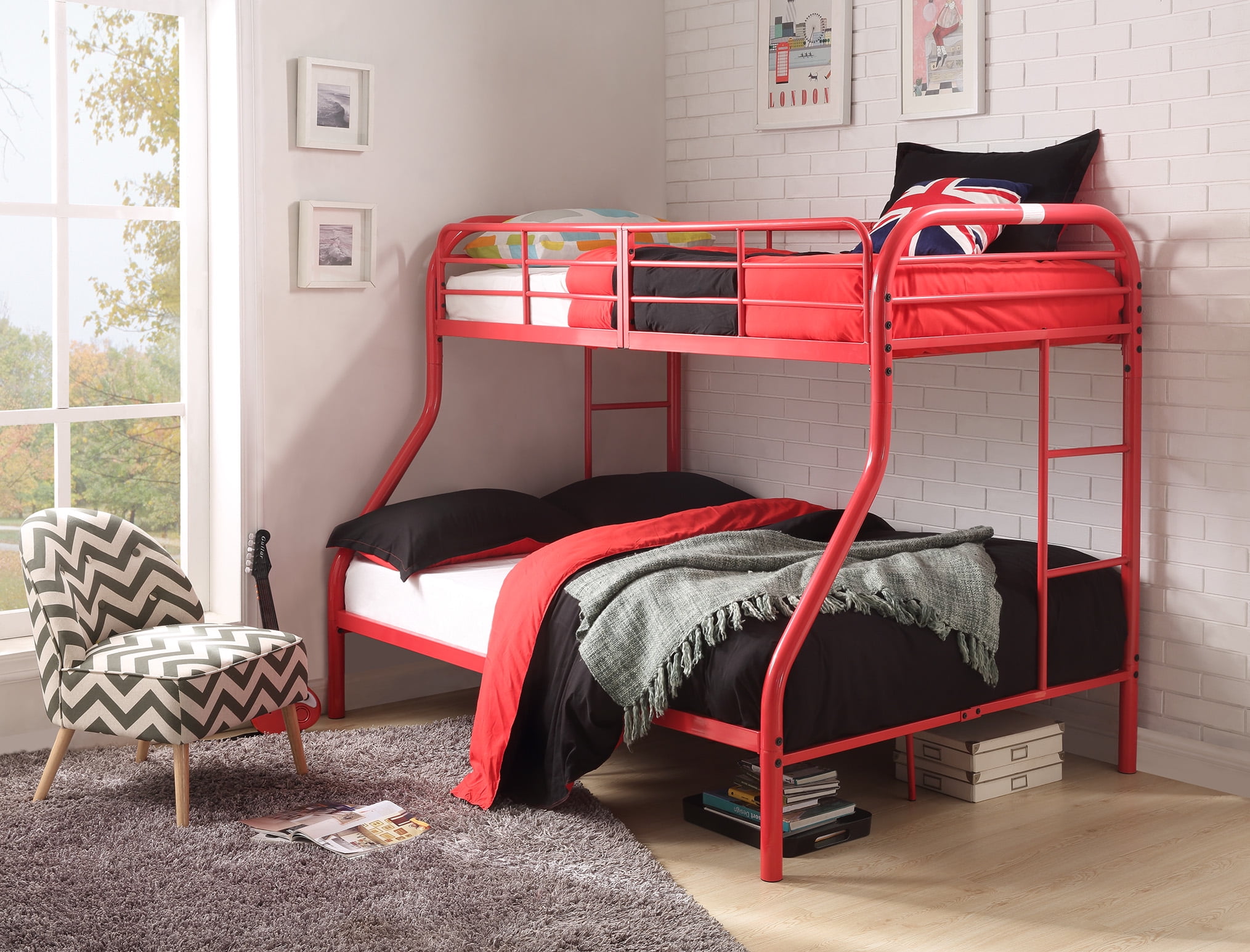 ACME Eclipse Twin/Full Bunk Bed, Red