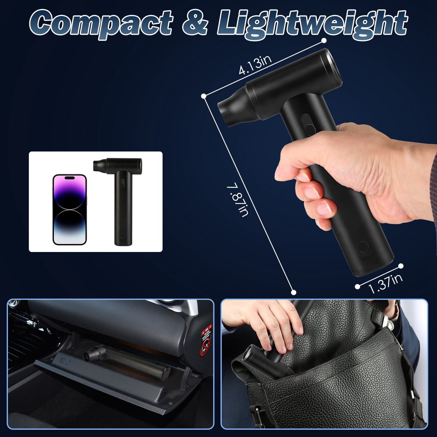 Zorpupoa 1 Set Compressed Air Duster 250000RPM Stepless Variable Speed 10000mAh Battery Cordless Dust Blower Vacuum Cleaner Portable Jet Dry Blower for PC Keyboard Car Home