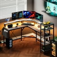 thumbnail image 7 of L Shaped Desk with Power Outlets & LED Lights, 62" Computer Desk with Full Monitor Stand & Storage Shelves, Corner Desk Gaming Desk, Ergonomic Home Office Desk, 7 of 7