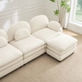 thumbnail image 4 of Teddy Fabric Soft Cloud- 3-Seat Sofa with Curved Backrest and Armrest, Curved Lumbar Pillows, Modular 3-Seater Couch with Supportive Double-Layer Cushion, 4 of 11