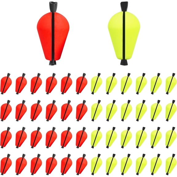 50pcs Trout Float Slotted Foam Teardrop Strike Fishing Bobbers Fly Fishing Strike Indicators for Trout Catfish Offshore Saltwater Freshwater Yellow Red