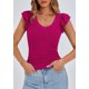 thumbnail image 5 of Remera PRETTYGARDEN Mujer Cuello en V Volados Sin Mangas Ajustada XXL, 5 of 8