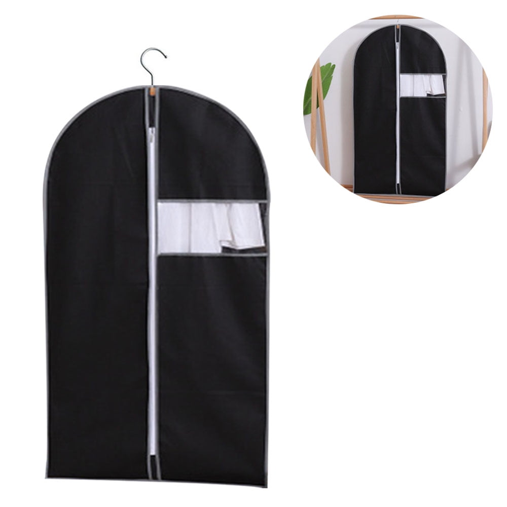 Set of 5 Hanging Garment Bags for Storage Breathbale Suit Cover for Closett Dust Suit Cover Protector with Zipper for Suit Coat, Jacket,Black,60x120cm