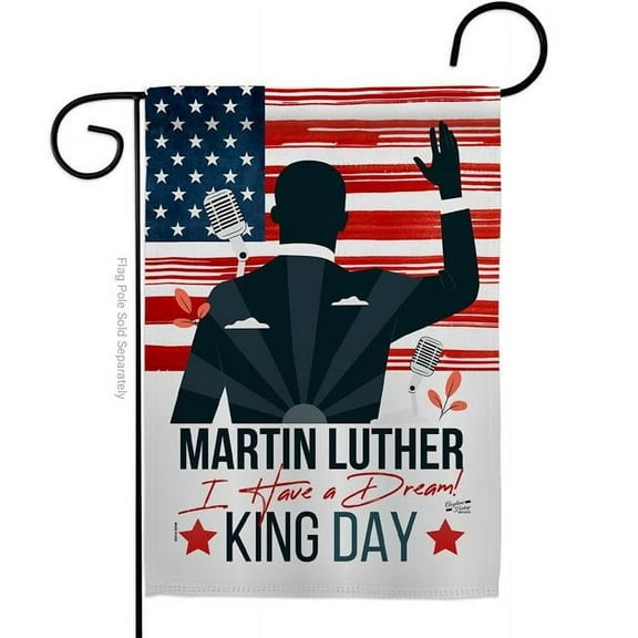 Angeleno Heritage G135381-BO 13 x 18.5 in. Martin Luther King Day Black History Double-Sided Decorative Vertical Garden Flags - House Decoration Banner Yard Gift