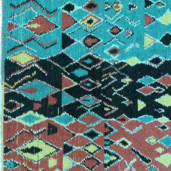 Ahgly Company Indoor Square Oriental Light Blue Modern Area Rugs, 8' Square