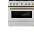thumbnail image 2 of ZLINE Autograph Edition 36 in. 5.2 cu. ft. Paramount Dual Fuel Range with 6 Burner Gas Cooktop and Electric Convection Oven in Stainless Steel with Champagne Bronze Accents (SDRZ-36-CB), 2 of 2