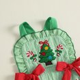 thumbnail image 6 of Cjfdfy Toddler Baby Girl Christmas Overalls Outfit Christmas Tree Bow Plaid Embroidered Ruffle Flare Pants Jumpsuit Little Baby Cute My 1St Christmas Clothes 1-6Y, 6 of 9