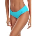thumbnail image 2 of Ocean Blues Women's Full Coverage Bikini Bottom Mid Rise Ruched Sides Swim Bottoms Sky Blue Size Small, 2 of 7