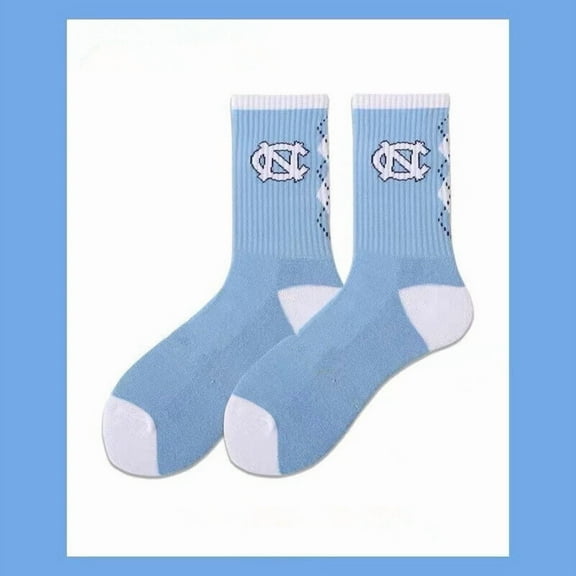 2 Pair Socks Mens Womens North Carolina Streetwear Comfort Basketball Crew Socks